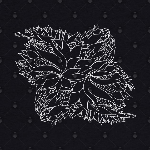 Floral monochrome illustration. White art line. Sketch by KateQR